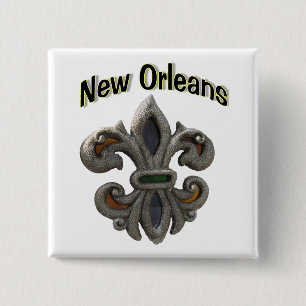 Fleur de lis Stained Glass 2 Inch Square Button