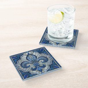 Fleur-de-lis - Stained glass mosaic art Coaster