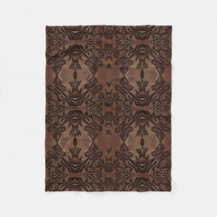 Fleur De Lis Styled Faux Leather Pattern Fleece Blanket