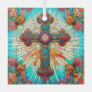 Fleur-de-Lis Suncatcher Stained Glass Design Glass Ornament