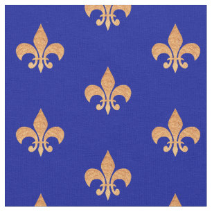 Fleur de lis symbol - heraldic royal lily   Blue Fabric