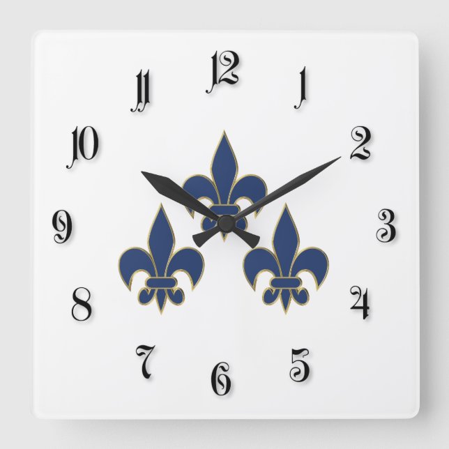 Fleur de Lis symbol Square Wall Clock (Front)