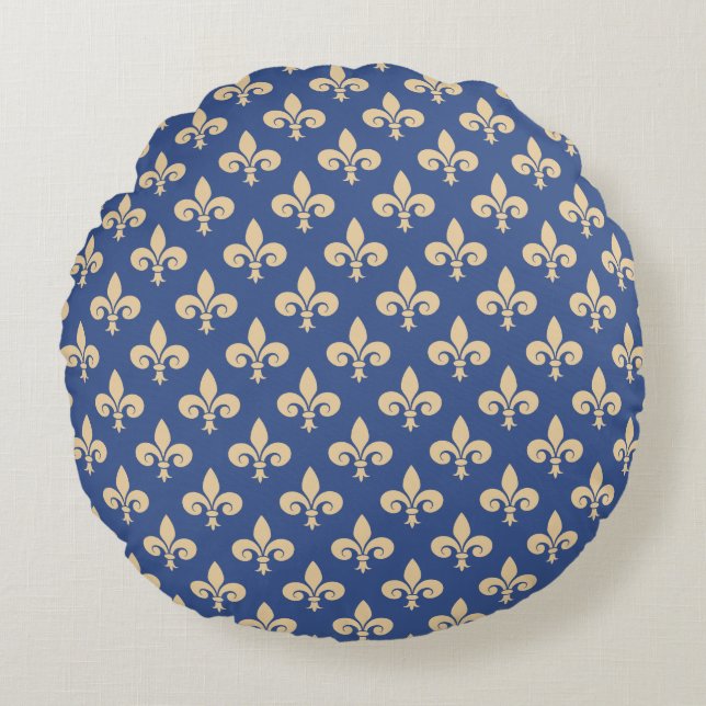 Fleur-de-lis symbols round pillow (Front)