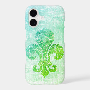 Fleur De Lis Vert Bleu Usé