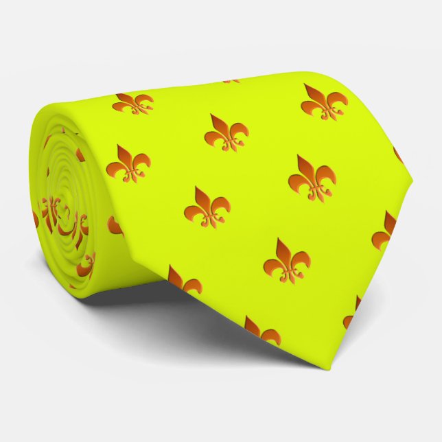 Fleur de lis/vert électrique cravate (Roulé)