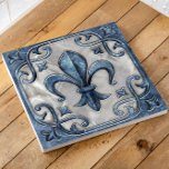 Fleur-De-Lis Vintage Marble and pearl Tile<br><div class="desc">Fleur-De-Lis Vintage Marble and pearl</div>