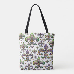 Fleur de Lis Watercolor Mardi Gras Vibe Tote Bag