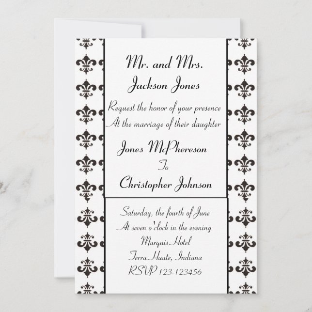 Fleur De Lis Wedding Invitation (Front)