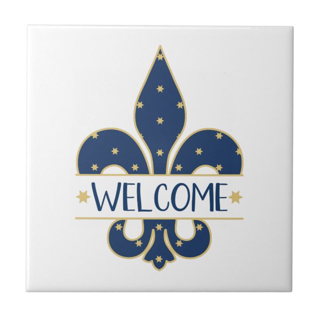 Fleur-de-lis Welcome Tile (Front)