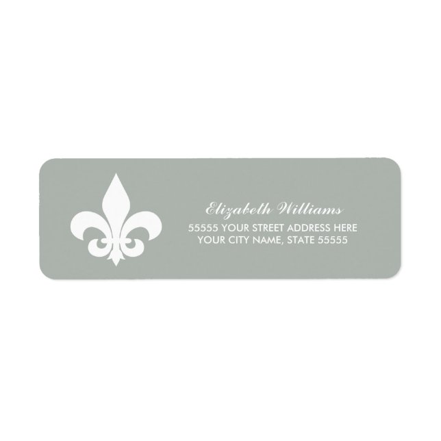 Fleur-de-lis  White Grey Return Address Labels (Front)