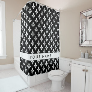 Fleur de Lis, White on Black, White, Your Name