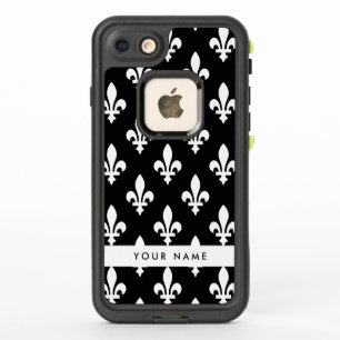 Fleur de Lis, White on Black, White, Your Name