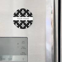 Fleur de Lis, White on Black, White, Your Name