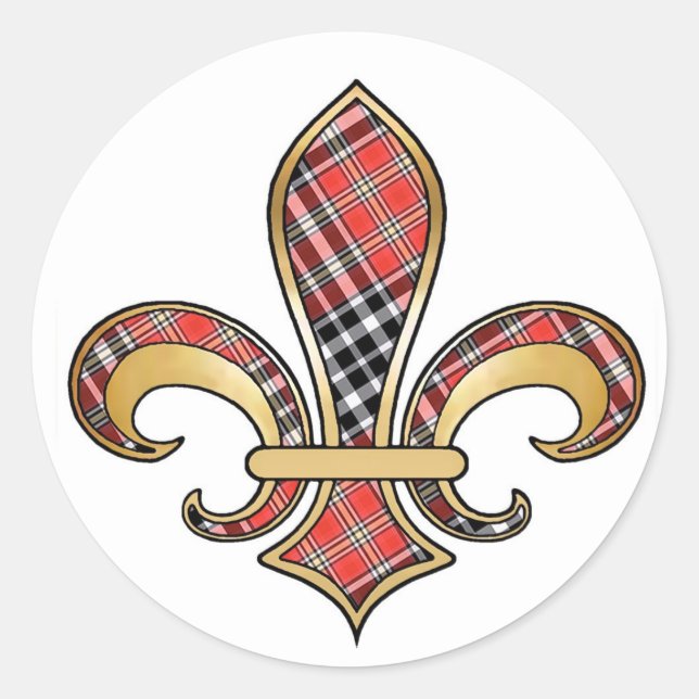 Fleur de Lis with pattern 02 Classic Round Sticker (Front)
