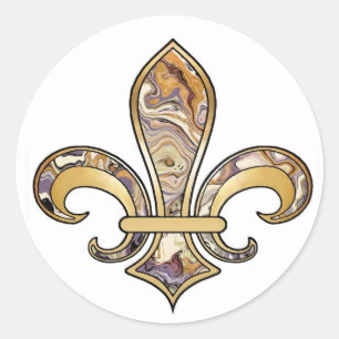 Fleur de Lis with pattern - 12 Classic Round Sticker