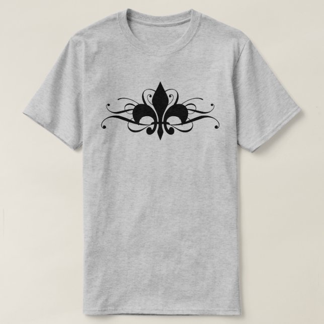 Fleur De Lis With Swirls T-Shirt (Design Front)