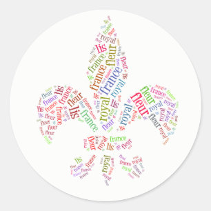 Fleur de Lis words symbol Classic Round Sticker