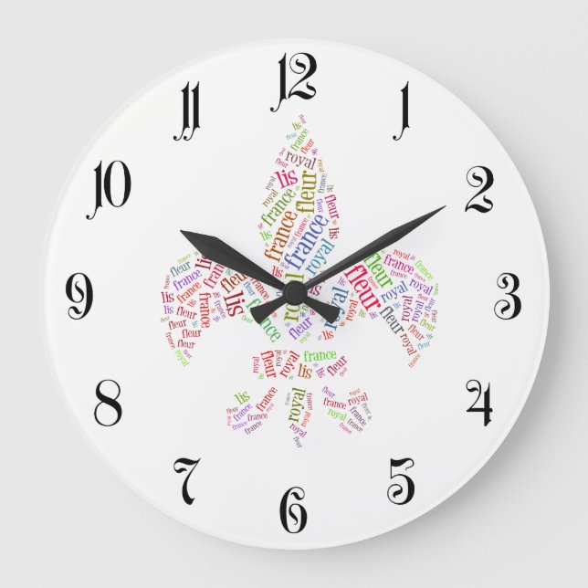 Fleur de Lis words symbol Large Clock (Front)