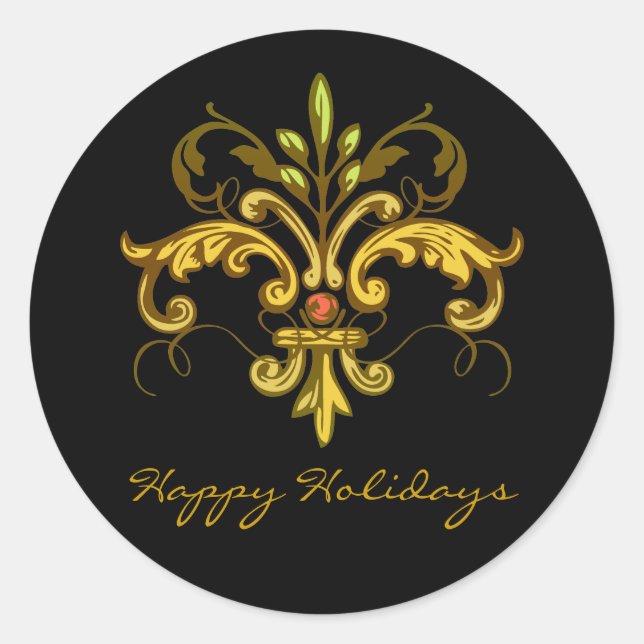 Fleur de lis Xmas Classic Round Sticker (Front)