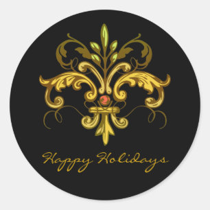 Fleur de lis Xmas Classic Round Sticker