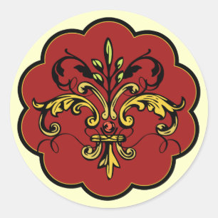 Fleur de lis Xmas Classic Round Sticker