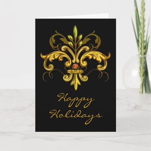 Fleur de lis Xmas Holiday Card (Front)