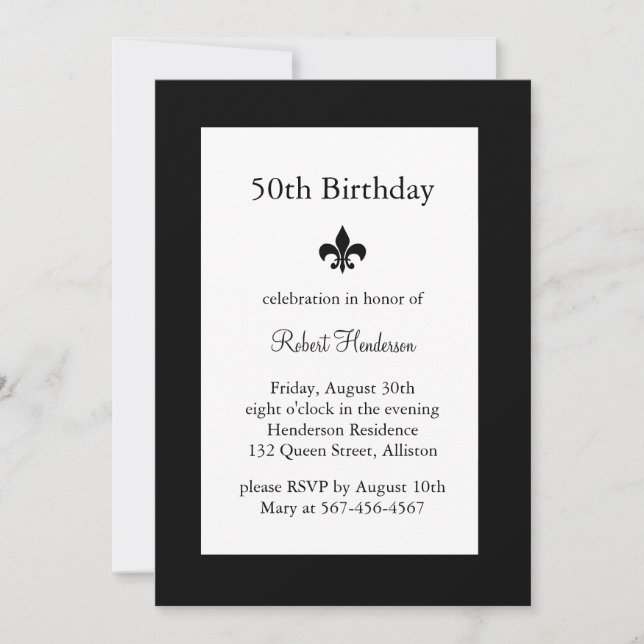 Fleur de Lise 50e anniversaire Invitation (Devant)