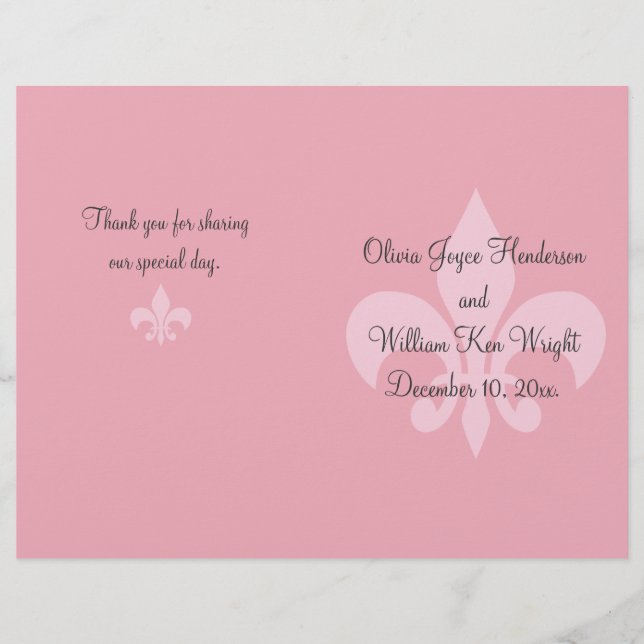 Fleur de Lise Wedding Program (Front)