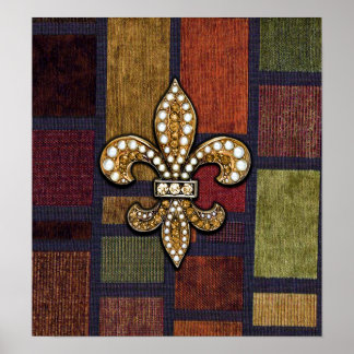 Fleur De Liz  Jewels Patch Work Pattern Poster