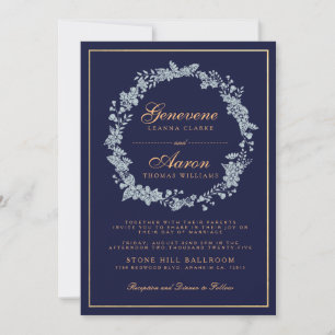 Fleur de lune  Deep Navy Faire-part de mariage