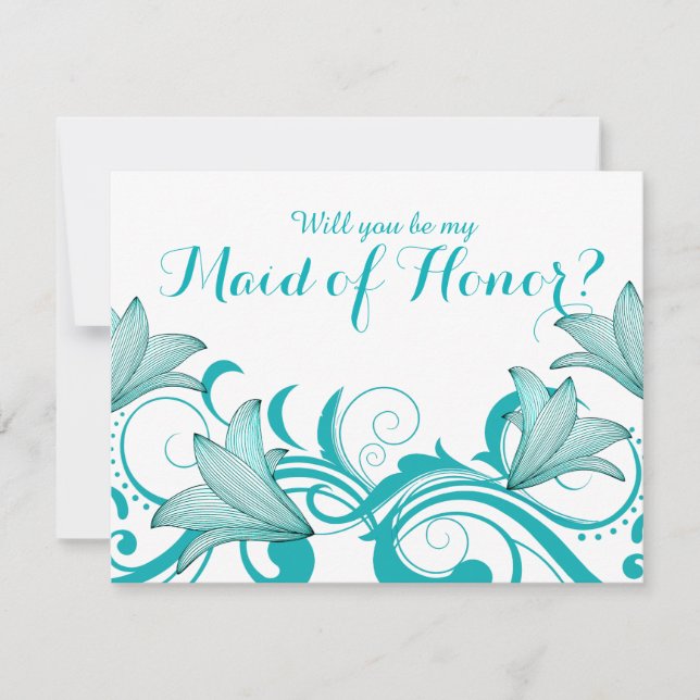 Fleur de Lyrica Will You Be My Maid of Honour? tea Invitation (Front)