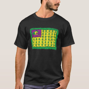 Fleur De Lys American Flag Pizza Mardi Gras Carniv T-Shirt