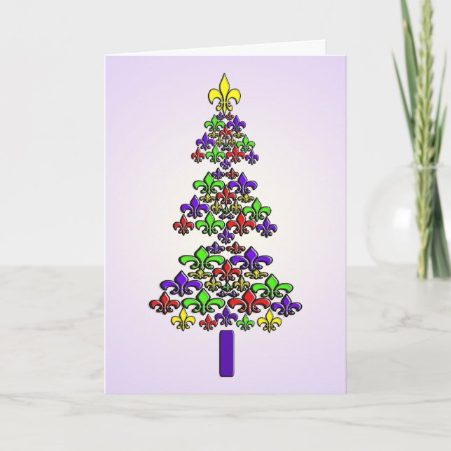 Fleur de Lys Christmas Tree Holiday Card (Front)