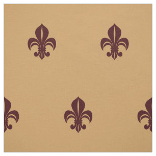 Fleur de lys french lily red on yellow fabric