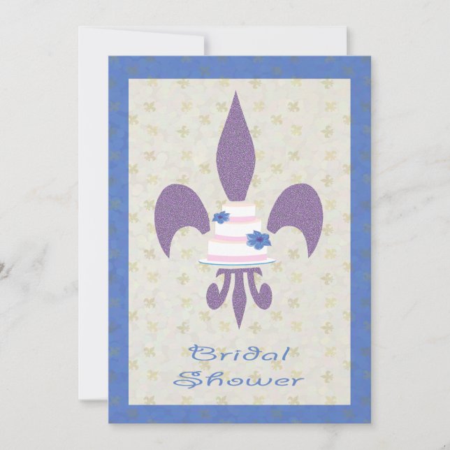 Fleur de Lys Wedding Cake Bridal Shower Invitation (Front)