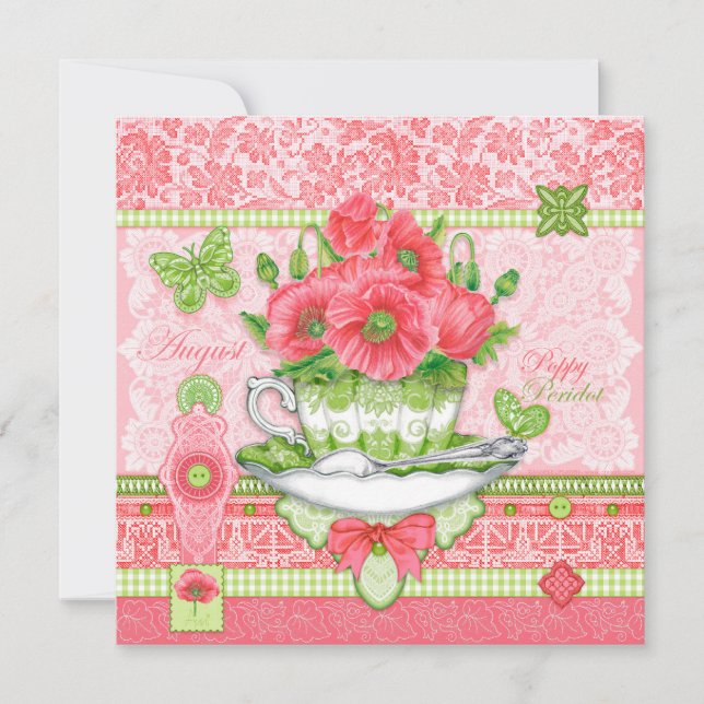 Fleur de naissance et Carte d'Août Gem (Devant)