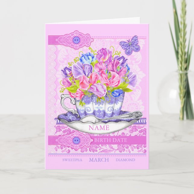 Fleur de naissance et Gem Avril Carte de jeu Word (Devant)