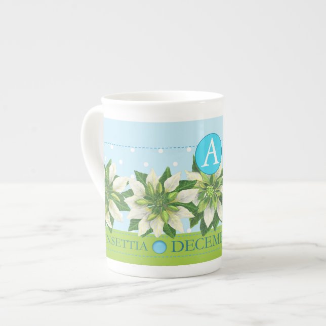 Fleur de naissance et Gem Décembre Os Chine Mug (Devant gauche)