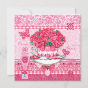 Fleur de naissance et Gem Janvier carte d'enseigne