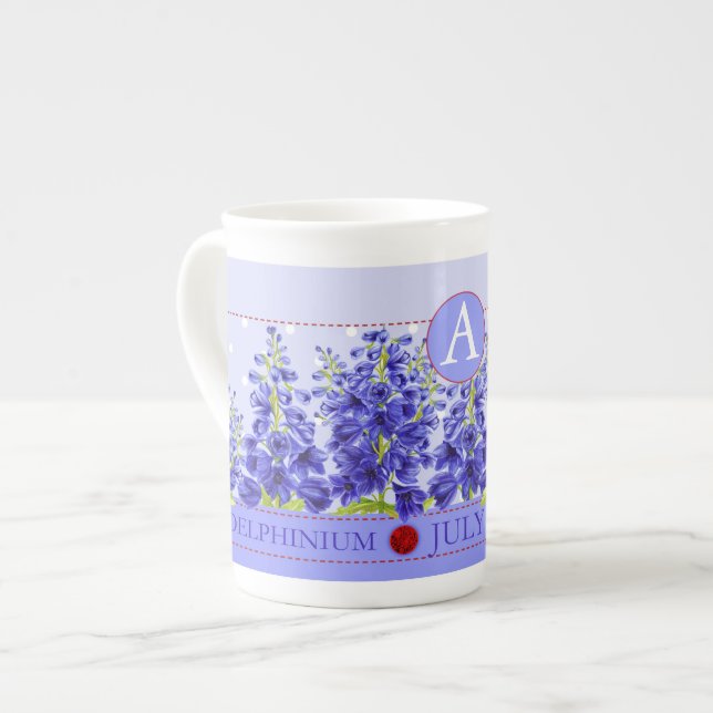 Fleur de naissance et Gem Juillet Bone China Mug (Devant gauche)