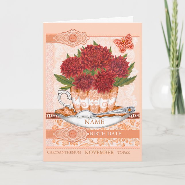 Fleur de naissance et Gem novembre Carte de jeu Wo (Devant)