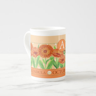 Fleur de naissance et Gem Octobre Bone China Mug