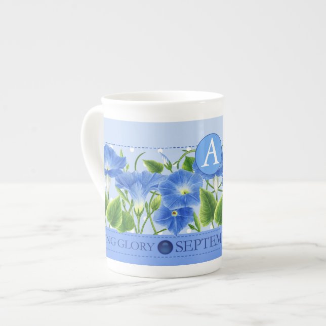 Fleur de naissance et Gem Septembre Bone China Mug (Devant gauche)
