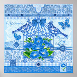 Fleur de naissance et Gem septembre Poster de cage