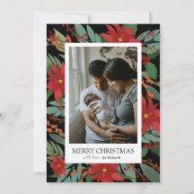 Fleur de Noël noire Joyeuse carte de Noël