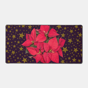 Fleur de Noël rouge, étoiles brillantes d'or sur