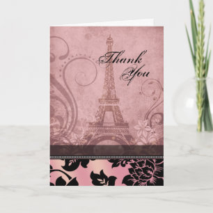 Fleur de Paris Eiffel Tower pink Thank You Card