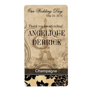 Fleur de Paris Eiffel Tower sand Wine Label