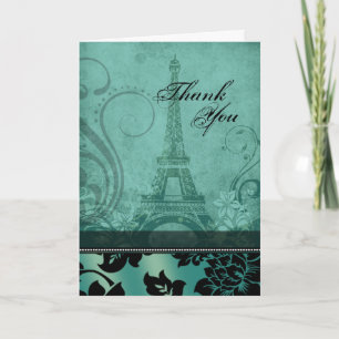 Fleur de Paris Eiffel Tower teal Thank You Card