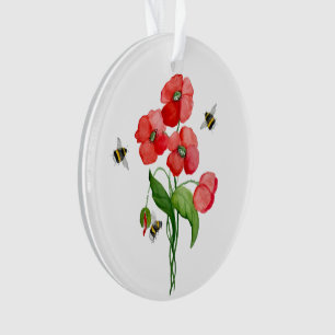 Fleur de pavot et bourdons délicieuses